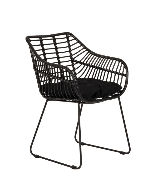 Πολυθρόνα Κήπου ArteLibre KALAMBO Μαύρο Αλουμίνιο/Rattan 56x57x81cm