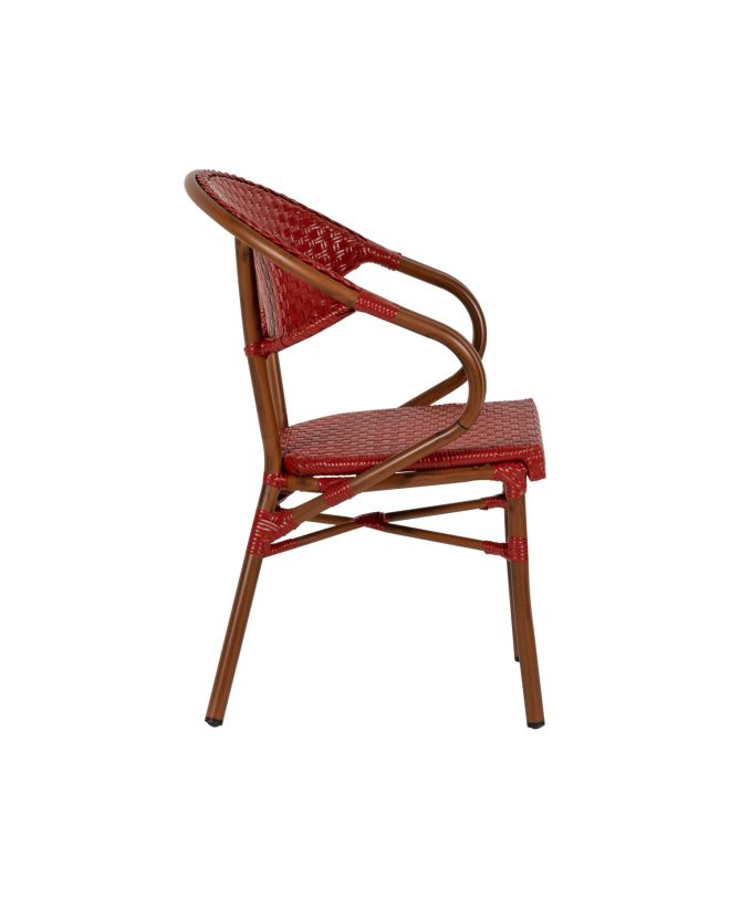 Πολυθρόνα Κήπου ArteLibre MUTUMA Κόκκινο/Μπαμπού Αλουμίνιο/Rattan 57x60x82cm