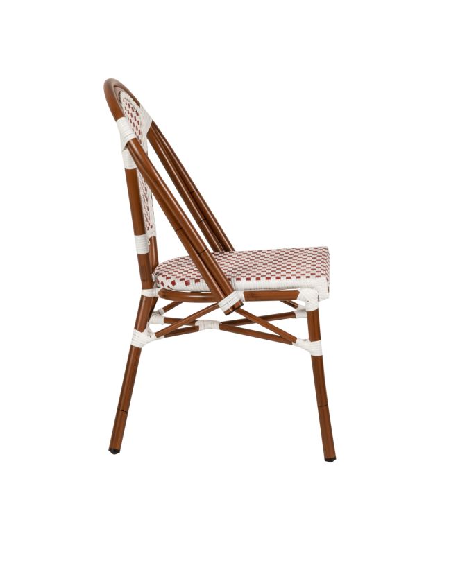 Καρέκλα Κήπου ArteLibre MUTARAZI Λευκό/Κόκκινο/Μπαμπού Αλουμίνιο/Rattan 50x57x85cm