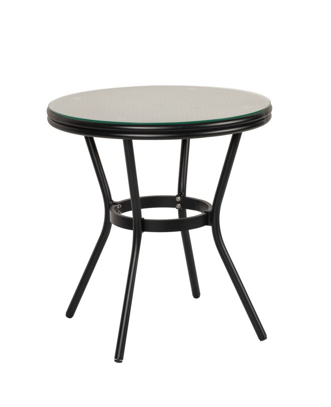 Τραπέζι Κήπου ArteLibre BURUNDI Μαύρο Αλουμίνιο/Γυαλί Φ70x72cm