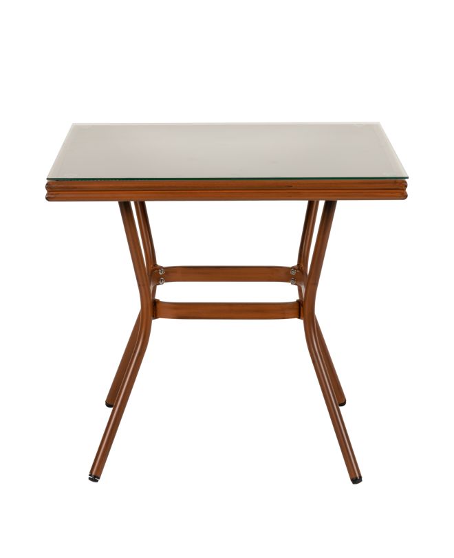 Τραπέζι Κήπου ArteLibre ANGOLA Μπαμπού Αλουμίνιο/Γυαλί 80x80x75cm