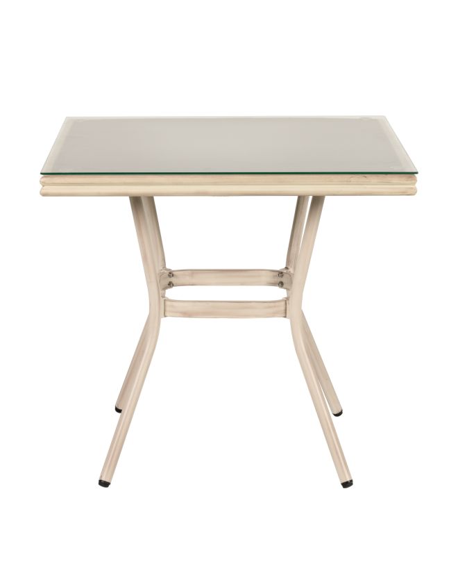 Τραπέζι Κήπου ArteLibre ANGOLA Λευκό Αντικέ Αλουμίνιο/Γυαλί 80x80x75cm