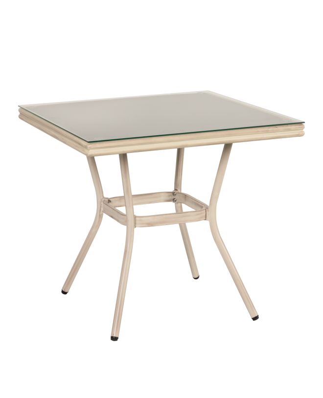 Τραπέζι Κήπου ArteLibre ANGOLA Λευκό Αντικέ Αλουμίνιο/Γυαλί 80x80x75cm