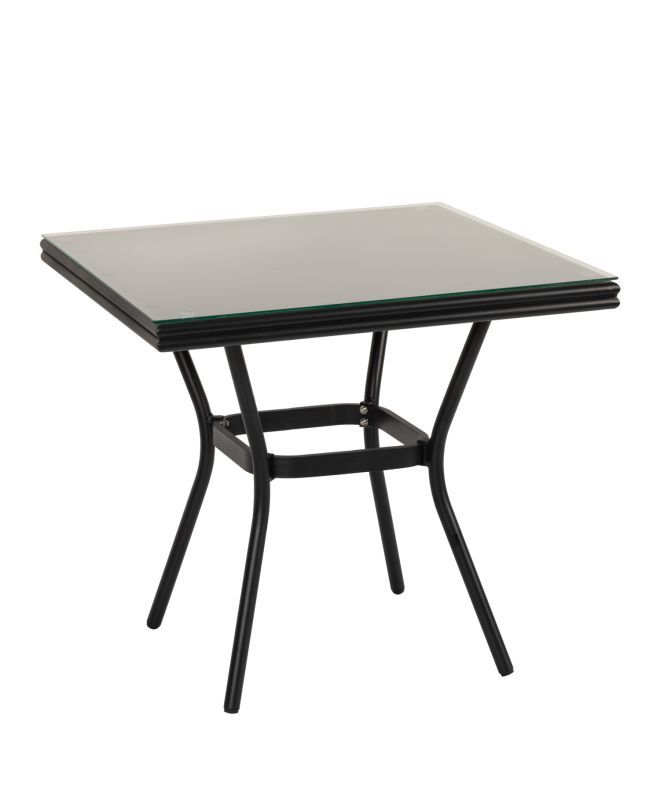 Τραπέζι Κήπου ArteLibre ANGOLA Μαύρο Αλουμίνιο/Γυαλί 80x80x75cm