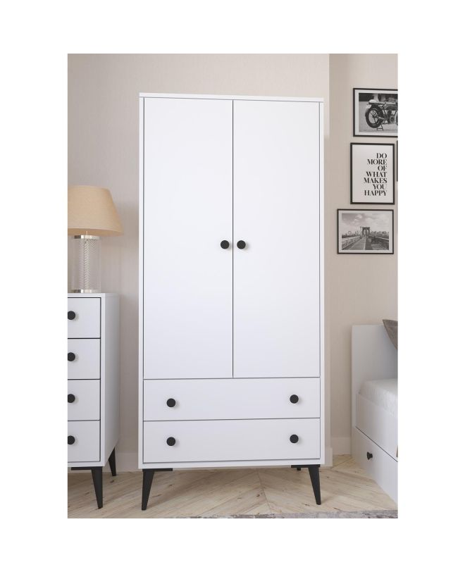 Ντουλάπα Δίφυλλη ArteLibre AMARI Λευκό Μοριοσανίδα 82x48x180cm