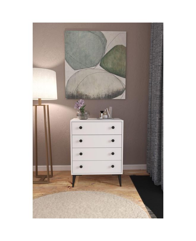 Συρταριέρα ArteLibre AMARI Λευκό Μοριοσανίδα 72x43x96cm