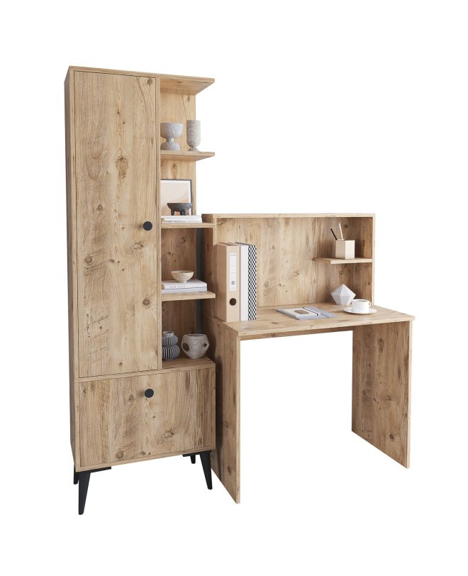 Γραφείο Με Ράφια ArteLibre DIALLO Δρυς Μοριοσανίδα 150x50x123cm