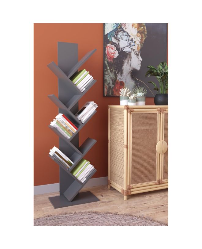 Βιβλιοθήκη ArteLibre AZIZI Ανθρακί Μοριοσανίδα 35x19.5x130cm