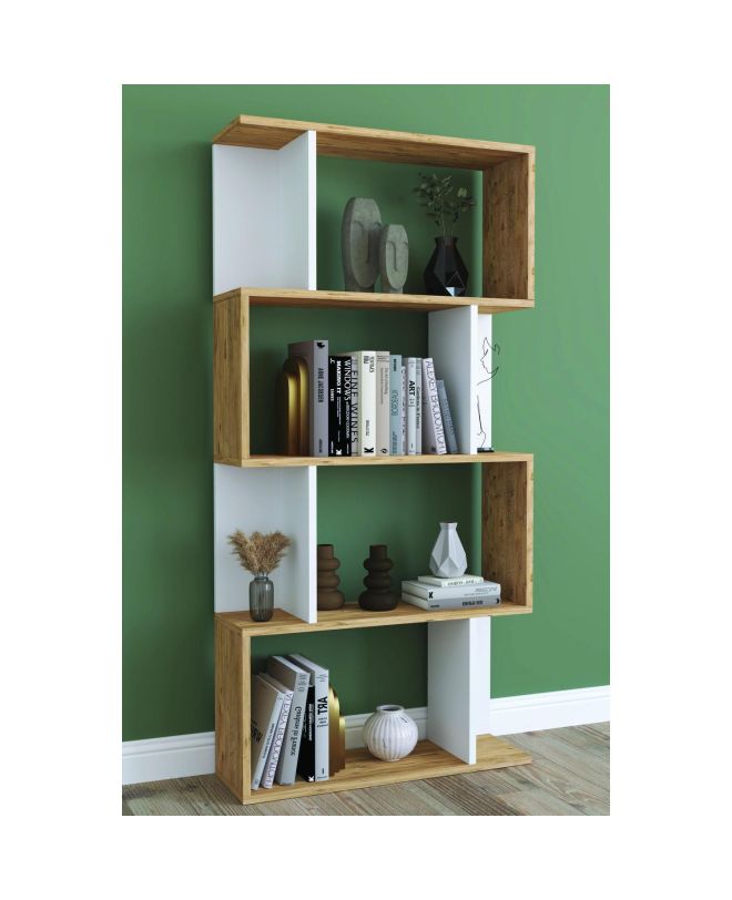 Βιβλιοθήκη ArteLibre CHIUMBO Δρυς/Λευκό Μοριοσανίδα 72x22x147cm