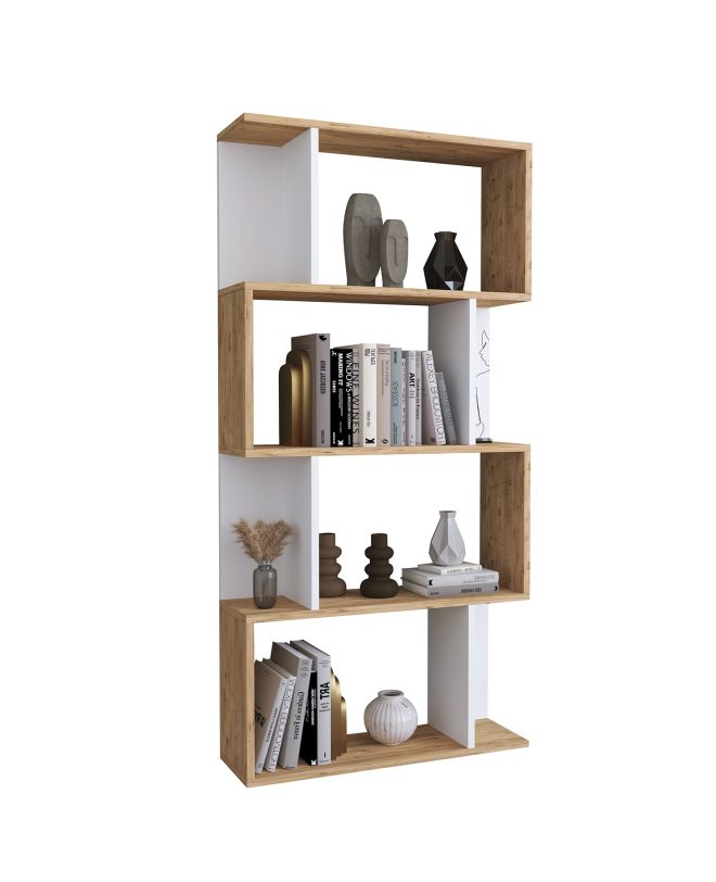 Βιβλιοθήκη ArteLibre CHIUMBO Δρυς/Λευκό Μοριοσανίδα 72x22x147cm