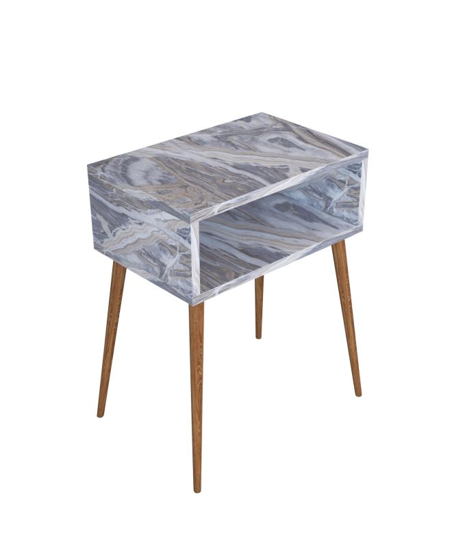 Κομοδίνο ArteLibre GANIRU Γκρι/Όψη Μαρμάρου Μοριοσανίδα/Ξύλο 45x30x60cm