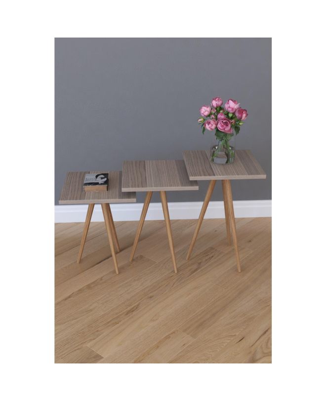 Τραπεζάκι Βοηθητικό ArteLibre ZURI Cordoba Μοριοσανίδα/Ξύλο 33x33x52/33x33x47/33x33x42cm Σετ 3Τμχ