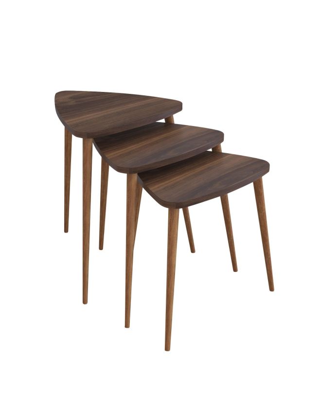 Τραπεζάκι Βοηθητικό ArteLibre ABIDEMI Καρυδί Μοριοσανίδα/Ξύλο 35x52/35x47/35x42cm Σετ 3Τμχ