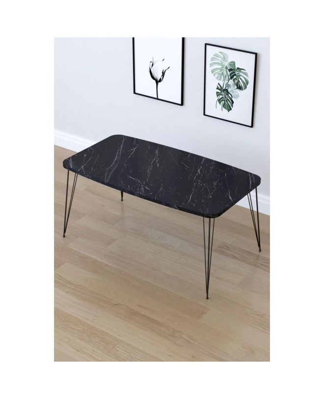 Τραπεζάκι Σαλονιού ArteLibre FEMI Μαύρο Μοριοσανίδα/Μέταλλο 50x90x40cm