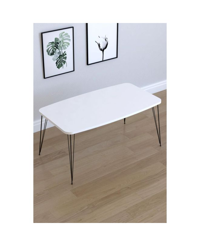 Τραπεζάκι Σαλονιού ArteLibre FEMI Λευκό Μοριοσανίδα/Μέταλλο 50x90x40cm