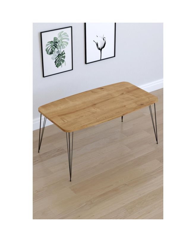 Τραπεζάκι Σαλονιού ArteLibre FEMI Δρυς Μοριοσανίδα/Μέταλλο 50x90x40cm