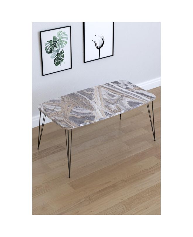 Τραπεζάκι Σαλονιού ArteLibre FEMI Γκρι Μοριοσανίδα/Μέταλλο 50x90x40cm