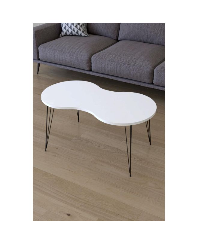 Τραπεζάκι Σαλονιού ArteLibre SADE Λευκό Μοριοσανίδα/Μέταλλο 41x90x40cm