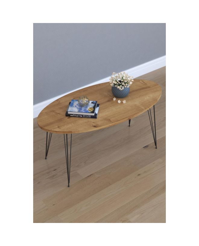 Τραπεζάκι Σαλονιού ArteLibre SEYE Δρυς Μοριοσανίδα/Μέταλλο 45x90x40cm