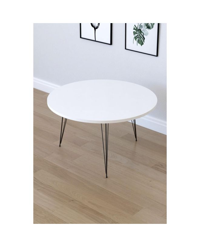 Τραπεζάκι Σαλονιού ArteLibre TAYO Λευκό Μοριοσανίδα/Μέταλλο Φ70x40cm