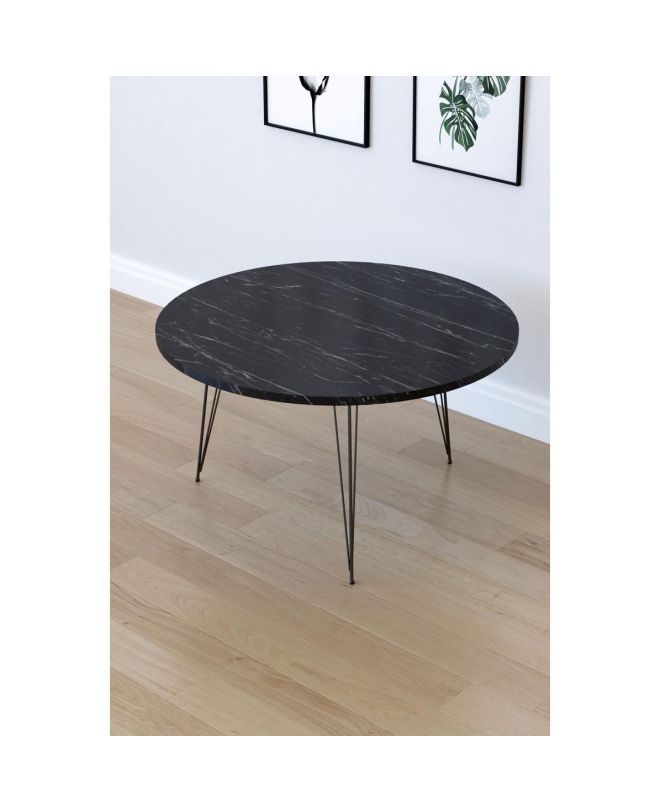 Τραπεζάκι Σαλονιού ArteLibre TAYO Μαύρο Μοριοσανίδα/Μέταλλο Φ70x40cm