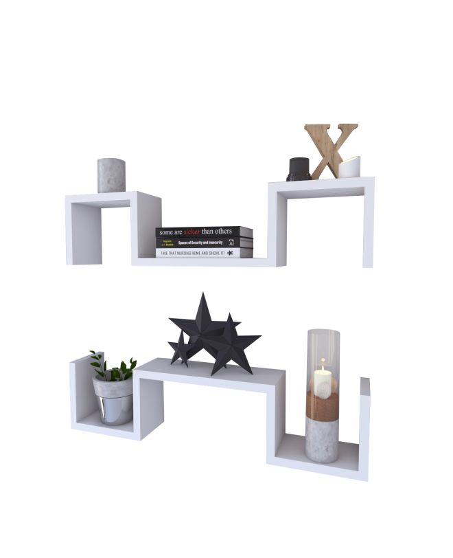 Ράφι Τοίχου ArteLibre ESTERLINE Λευκό Μοριοσανίδα (2x)70x11.7x15cm Σετ 2Τμχ