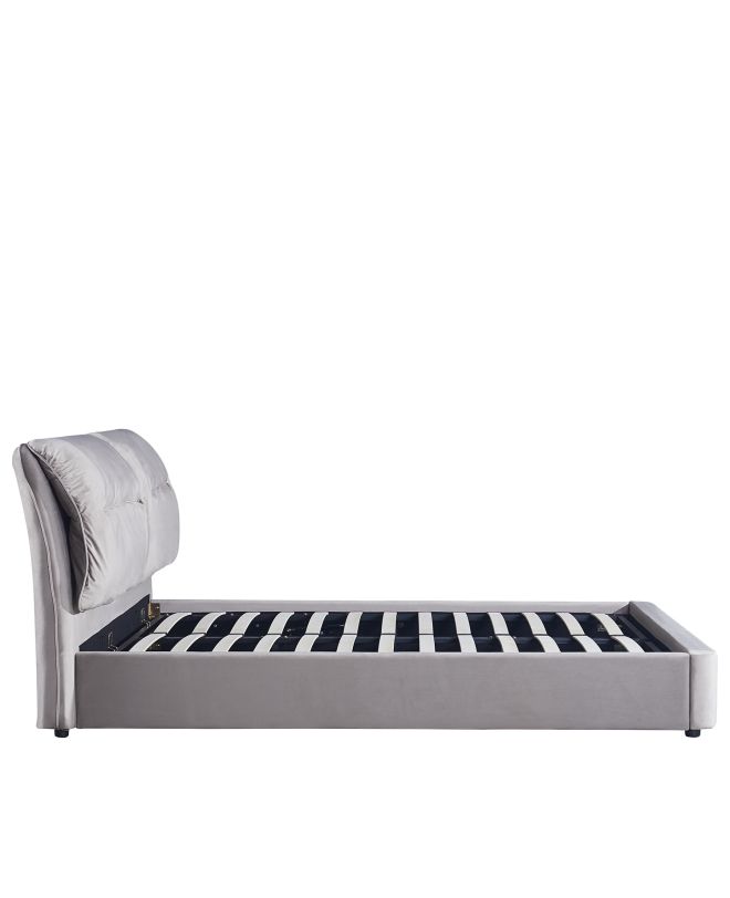 Κρεβάτι Διπλό ArteLibre ACAENA Γκρι Βελούδο (Στρώμα 160x200cm)