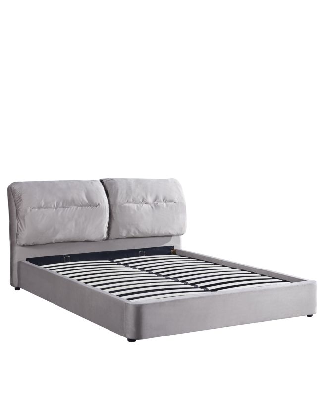 Κρεβάτι Διπλό ArteLibre ACAENA Γκρι Βελούδο (Στρώμα 160x200cm)