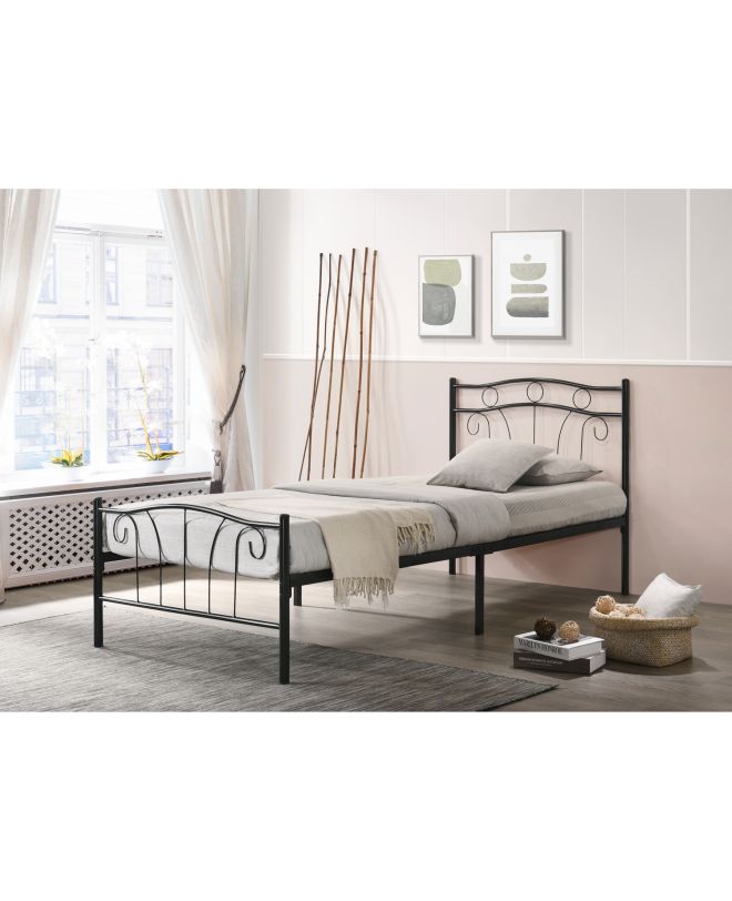 Κρεβάτι Διπλό ArteLibre ARCADIA Μαύρο Μέταλλο (Στρώμα 150x200cm)