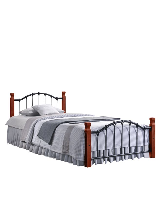 Κρεβάτι Μονό ArteLibre CONCORDIA Μαύρο/Βελανιδιά Μέταλλο/Ξύλο (Στρώμα 90x200cm)