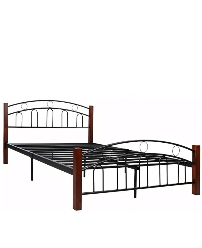 Κρεβάτι Ημίδιπλο ArteLibre JEMINA Μαύρο/Βελανιδιά Μέταλλο/Ξύλο (Στρώμα 110x200cm)