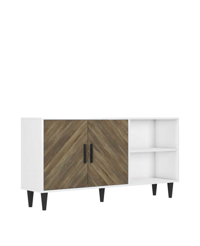 Έπιπλο Τηλεόρασης ArteLibre BERISO Λευκό/Καρυδί Μοριοσανίδα/Μελαμίνη 150x35x75cm