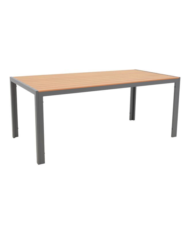 Τραπέζι Nares αλουμίνιο ανθρακί-plywood φυσικό 180x90x72.5εκ