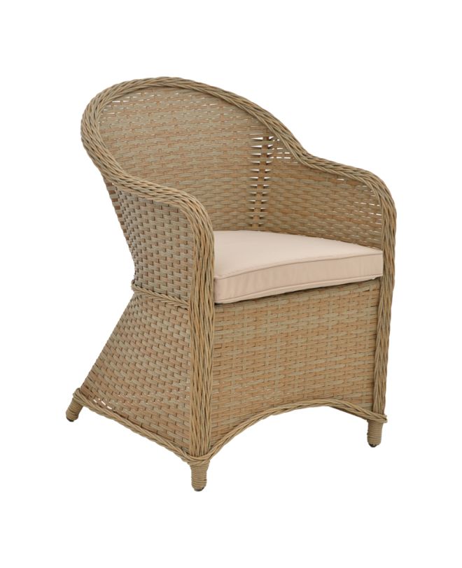 Πολυθρόνα κήπου Hadrian rattan καφέ- textilene μπεζ 57x70x85εκ