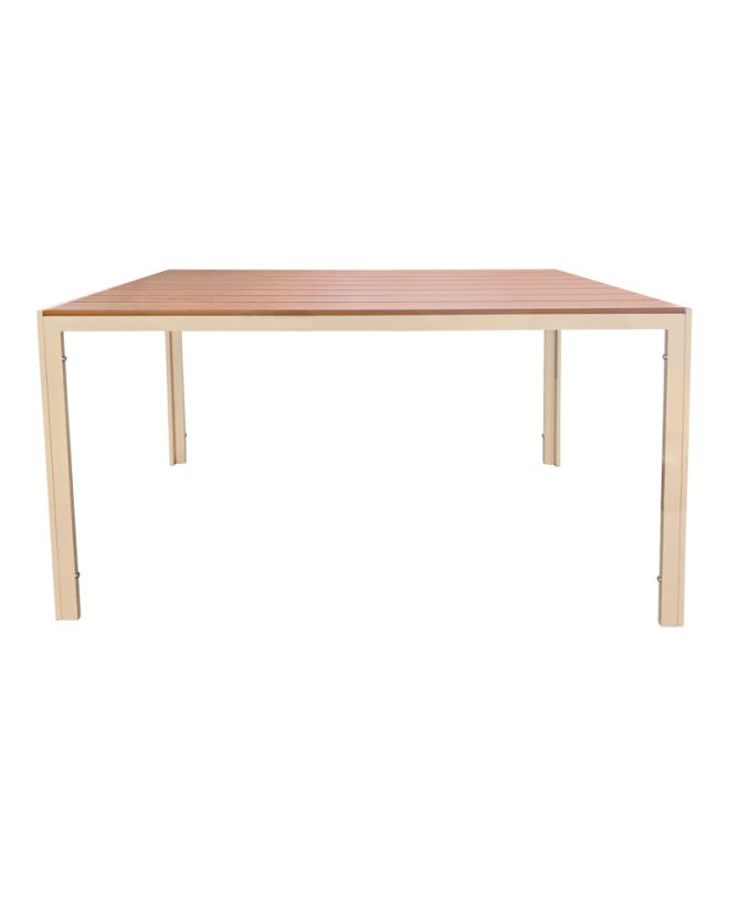 Τραπέζι Nares σαμπανί αλουμίνιο plywood σε φυσική απόχρωση 140x80x72.5εκ