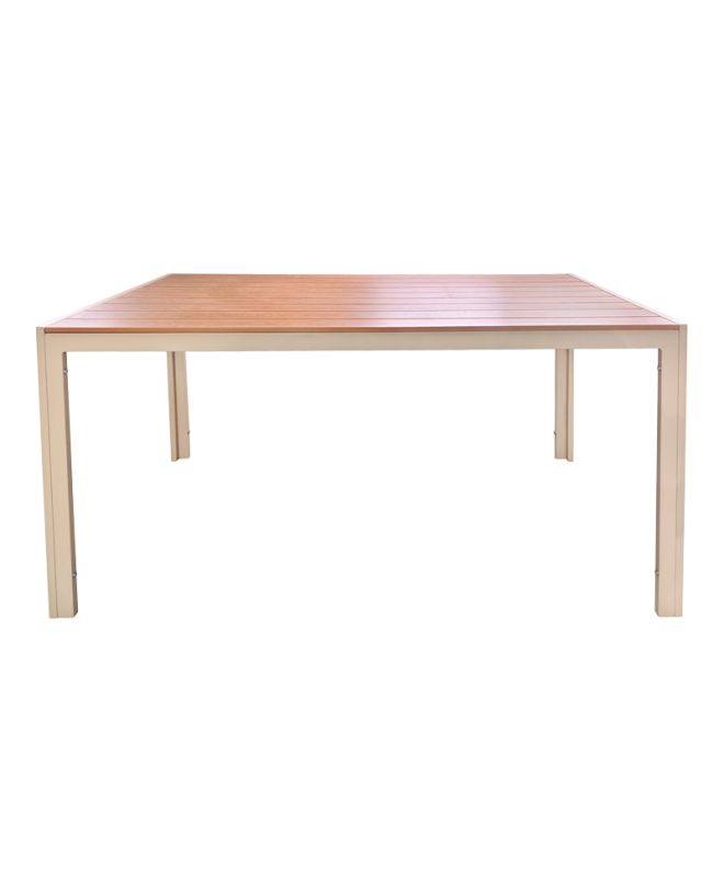 Τραπέζι Nares σαμπανί αλουμίνιο plywood σε φυσική απόχρωση 180x90x72.5εκ