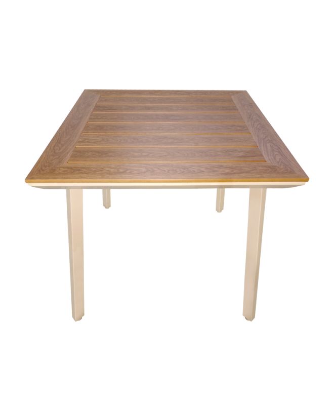 Τραπέζι Synergy αλουμίνιο cappuccino-plywood σε φυσική απόχρωση 80x80x74εκ