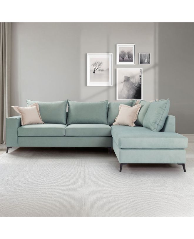 Γωνιακός καναπές αριστερή γωνία Romantic ύφασμα ciel-cream 290x235x95εκ