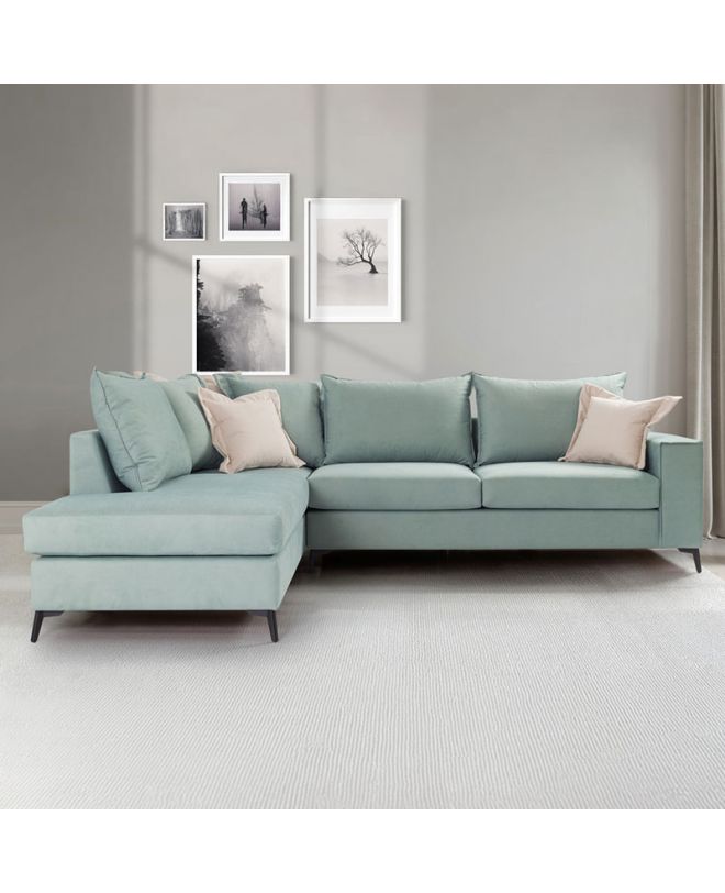 Γωνιακός καναπές δεξιά γωνία Romantic ύφασμα Ciel-Cream 290x235x95εκ