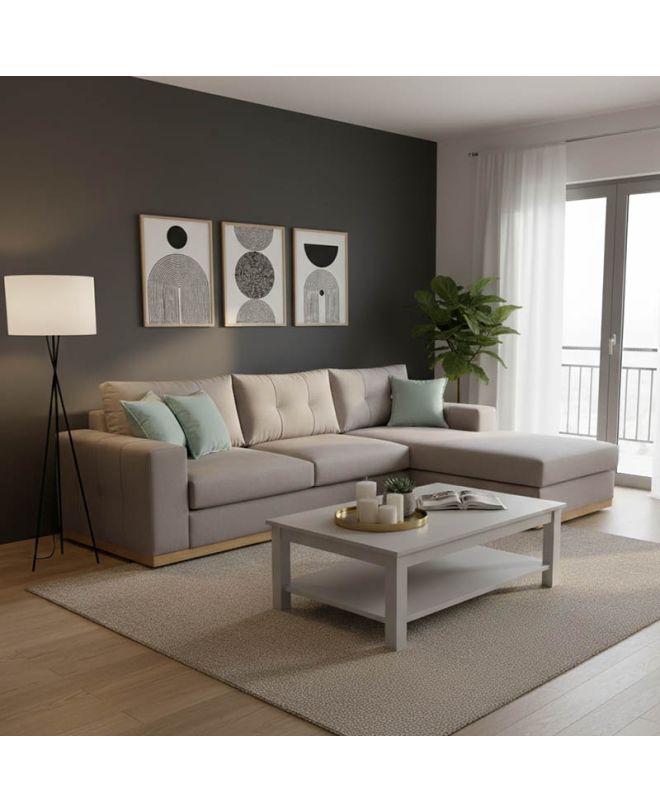Γωνιακός καναπές δεξιά γωνία Boston ύφασμα elephant-ciel 280x225x90εκ