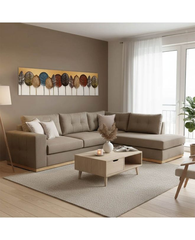 Γωνιακός καναπές αριστερή γωνία Boston ύφασμα mocha-cream 280x225x90εκ