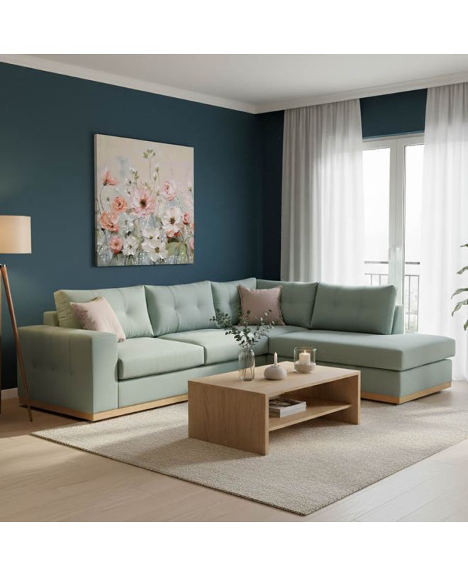 Γωνιακός καναπές αριστερή γωνία Boston ύφασμα ciel-cream 280x225x90εκ