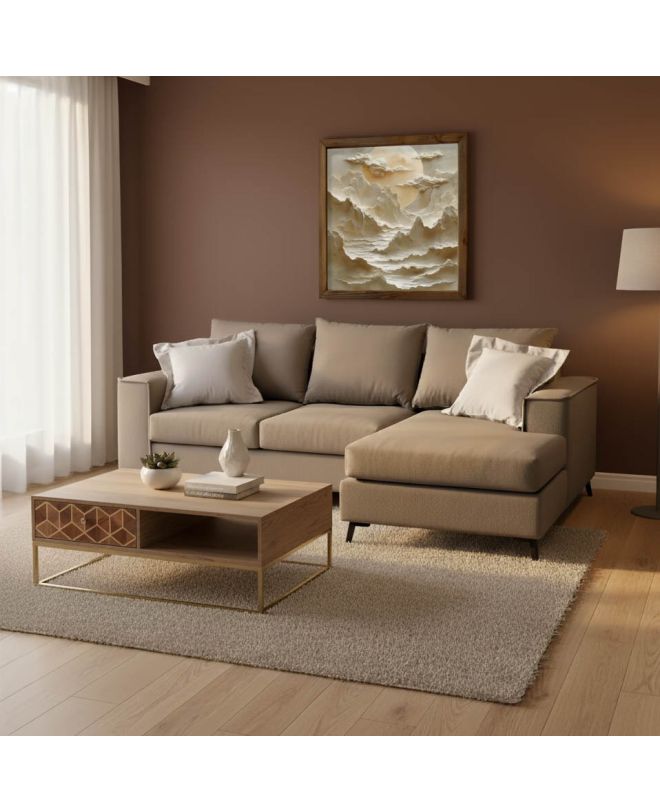 Γωνιακός καναπές Fabulous αναστρέψιμος ύφασμα mocha-cream 240x165x95εκ