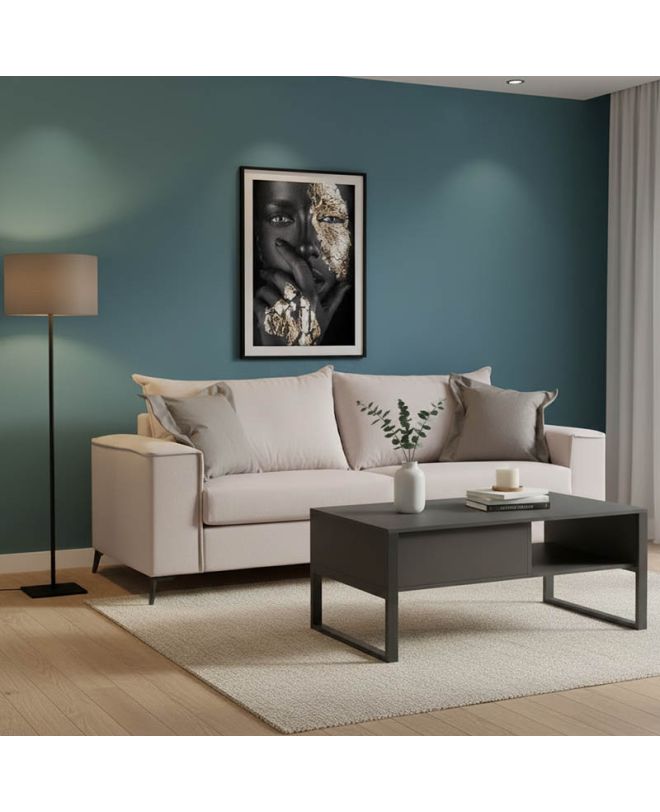 Καναπές Verona 3θέσιος cream - μαξιλάρια mocha 225x93x100εκ