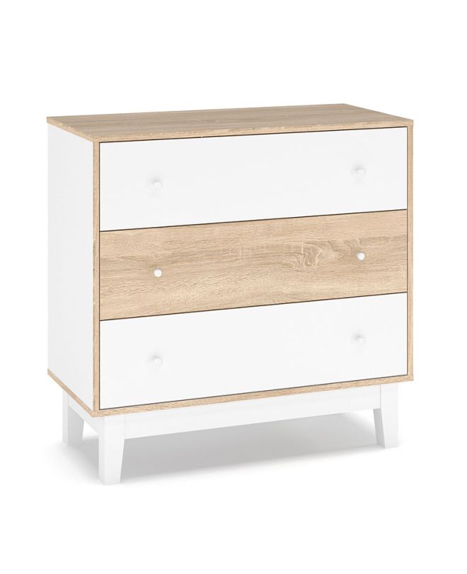 Συρταριέρα Awell 3ων συρταριών sonoma-λευκό 90x44x88,5εκ