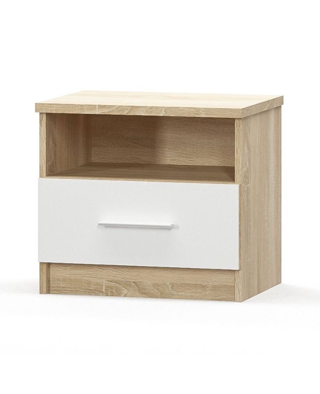 Κομοδίνο Geneva φυσικό-λευκό 50x37x45.5εκ
