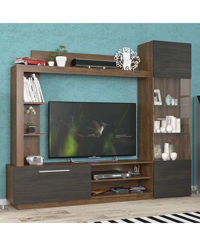 Σύνθετο σαλονιού June καρυδί-wenge 204x35x177εκ