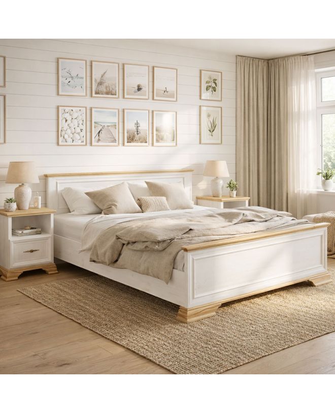 Κρεβάτι Jaden golden oak-λευκό antique 160x200εκ