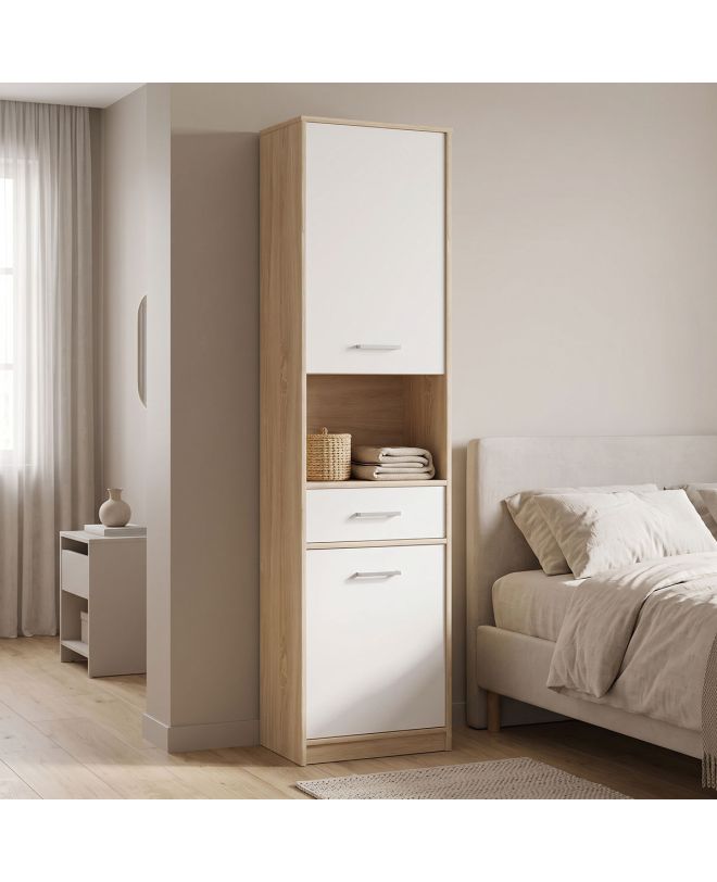 Στήλη Letto σε oak - λευκό ματ απόχρωση 50,2x34,3x195εκ