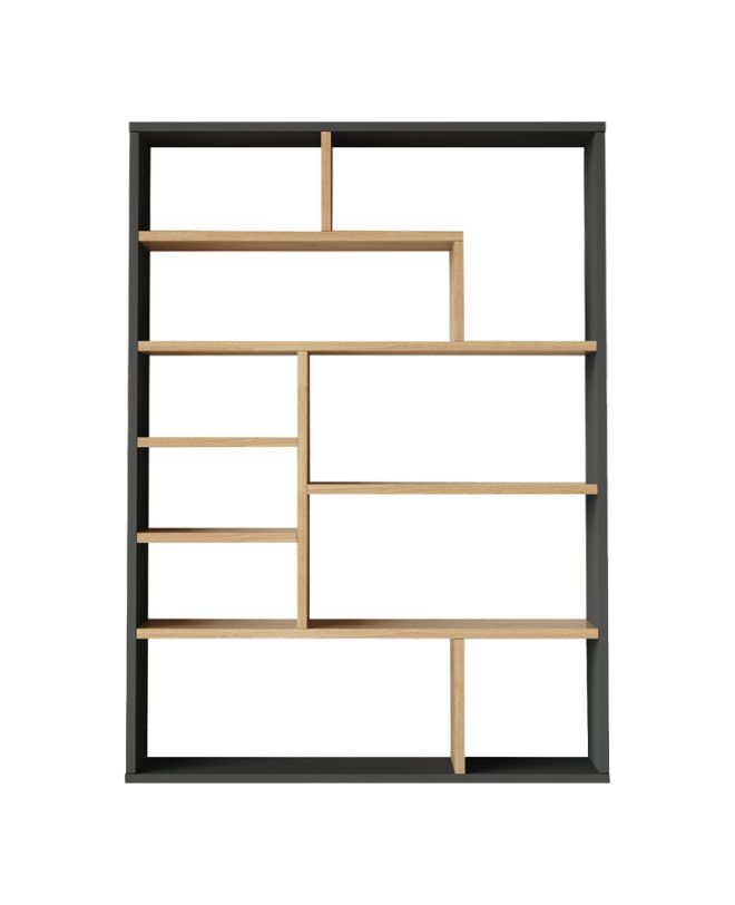Βιβλιοθήκη Decora σε φυσική-ανθρακί απόχρωση 90x22x123.6εκ